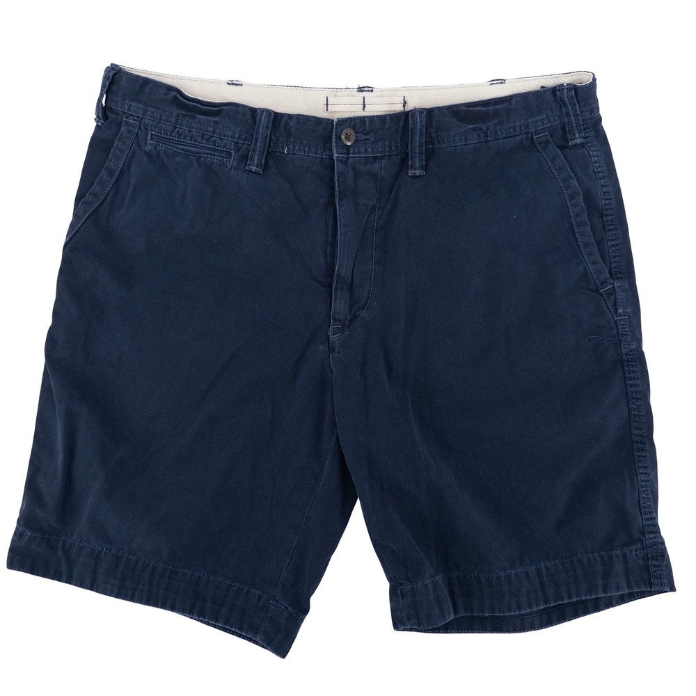 Vintage Polo Ralph Lauren Mens 35 Chino‎ Shorts Drawstring Navy Blue Relaxed Fit